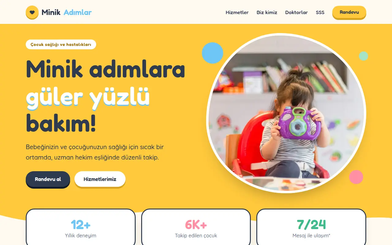 Çocuk Sağlığı & Pediatri Web Sitesi — Minik Adımlar